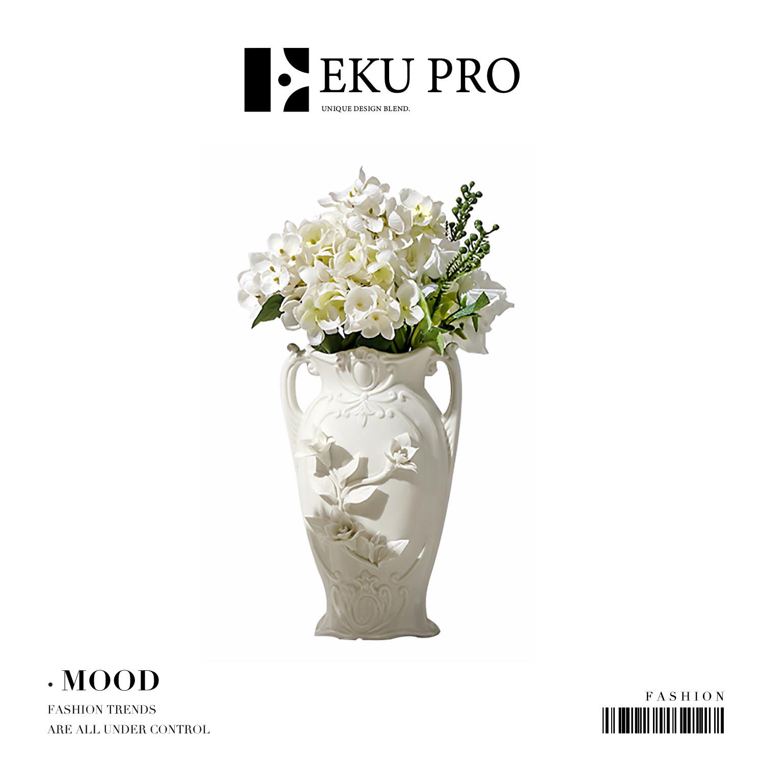 EKU PRO·画意·手作浮雕感捏花陶瓷花器法式花瓶餐桌摆件 | Mood