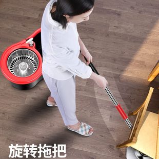 免手洗地拖家用自动甩水懒人拖地神器墩布桶拖布 拖把杆旋转通用式