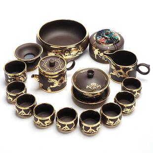家用办公功夫整套茶具茶壶 康乐品金镶玉紫砂壶纯全手工石瓢壶套装