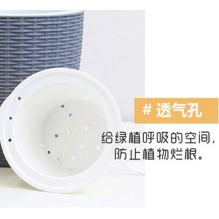 包邮 自动吸水花盆绿萝多肉植物 藤编简约家用创意加厚塑料