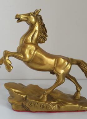 黄铜摆件马到成功摆件十二生肖马办公室客厅玄关招财跃马摆件