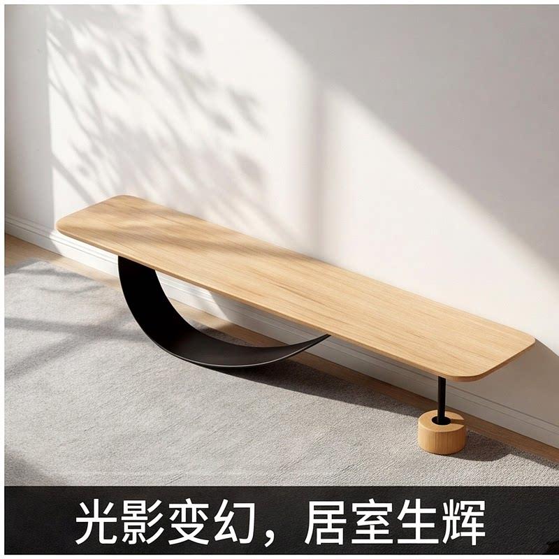 客厅白蜡实木电视柜北美黑胡桃落地茶几现代小户型极简超窄长条桌