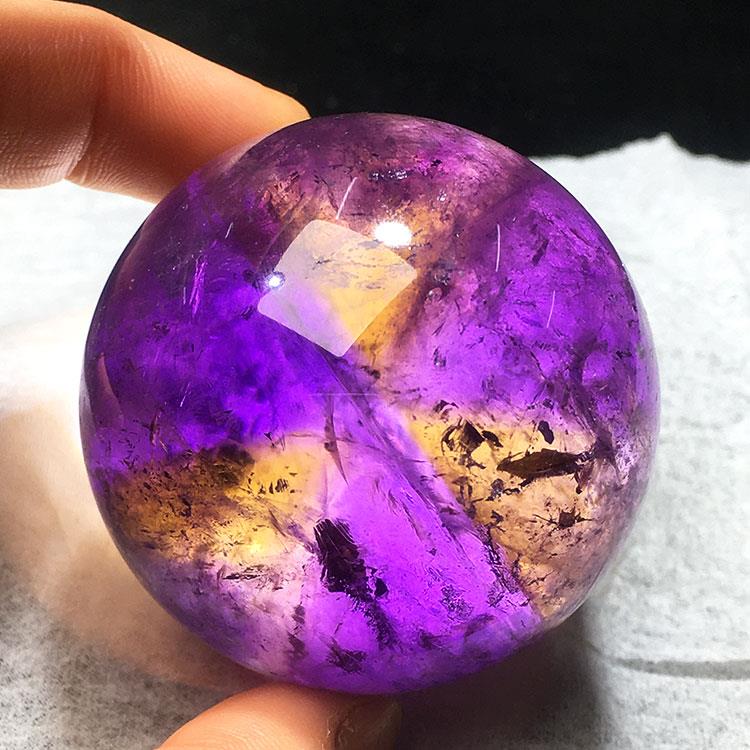 天然乌拉圭紫水晶球 玄关客厅装饰家居摆件 骸骨水晶紫黄晶彩虹球