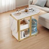 移动沙发边柜侧边几折叠岩板茶台小户型客厅茶桌烧水壶一体嵌入式