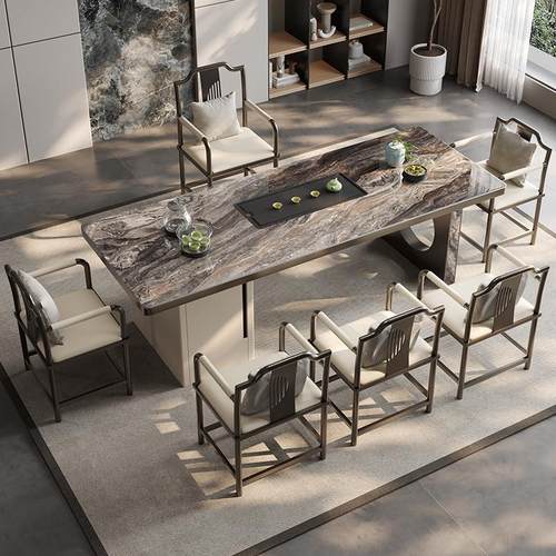 岩板茶桌2025新款高端茶台轻奢现代高级感泡茶桌办公室茶桌椅组合