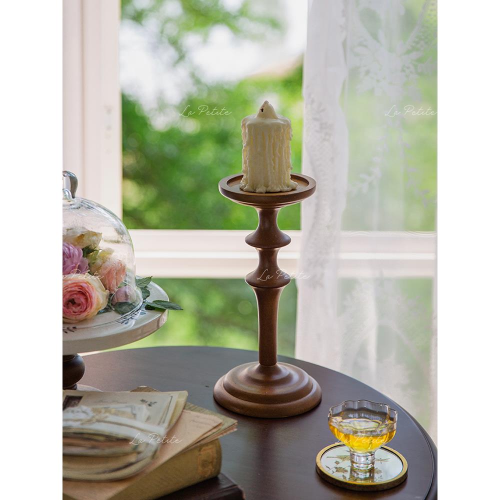 乐兰居实木烛台饰品中世纪香薰桌布局装饰家居装饰高烛台底座