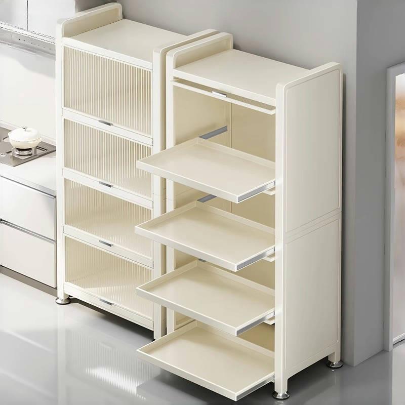 抽拉式厨房置物架家用储物柜微波炉橱柜落地厨房多层小家电收纳柜