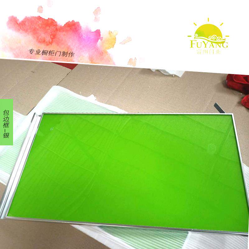 晶钢门整体橱柜门厨房门钢化玻璃加厚铝合金边框柜门加宽大拉手定