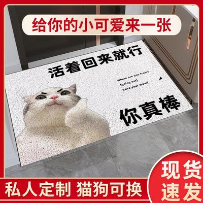 活着回来就行好地毯垫定制家用进入户门玄关搞怪笑创意丝圈脚地垫