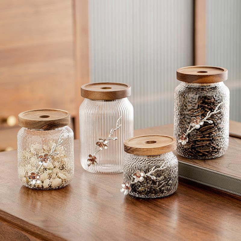 日式锤纹小密封罐茶叶初五罐子粮食五谷杂粮食品级高硼硅玻璃收纳