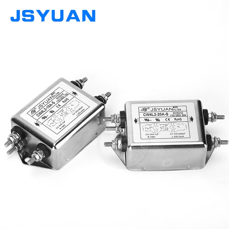 JSYUAN 迪比威电源滤波器220v CW4L2-20A/10A-S 双极螺栓式