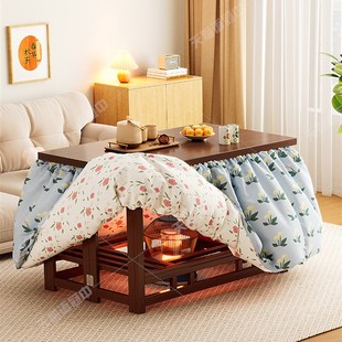 湖南省实木烤火桌2025新款家用可折叠烤火架长方形烤火炉桌子一体