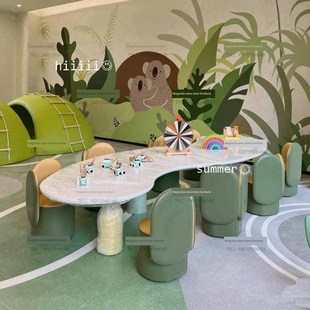 售楼处架空层娱乐区儿童异形桌椅创意手工坊图书馆游乐场家具实木