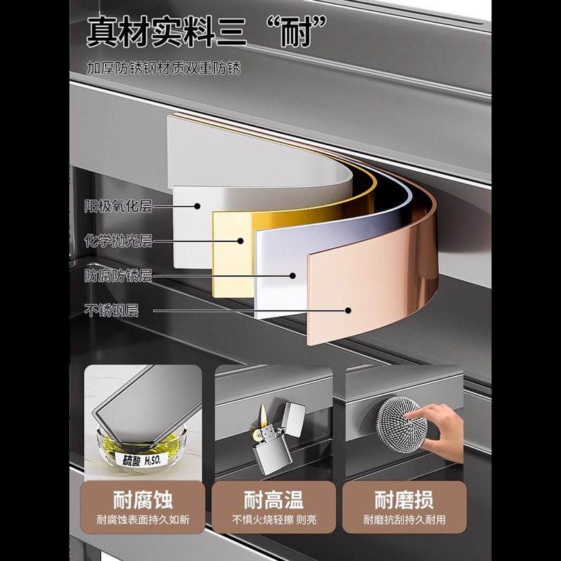 不锈钢厨房调料品置物架台面多功能放油盐酱醋调味瓶罐筷子收纳盒