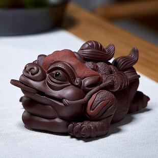 紫砂茶宠金蟾可养三足蟾蜍茶艺茶桌茶台摆件功夫茶具配件摆设
