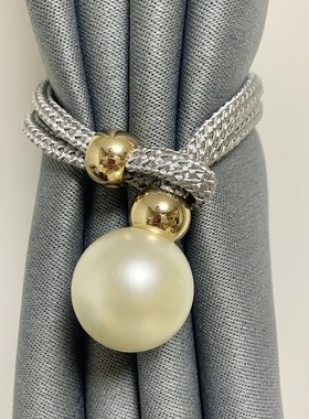 窗帘圈扣环通用绳子绑带一对装夜明珠珍珠绑绳可调节收拢带扎束带