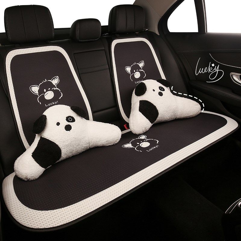 汽车坐垫新款四季通用可爱卡通座垫女车内半包座套薄款透气座椅套