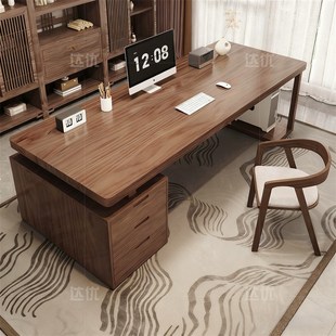 全实木带抽屉书桌去客厅化原木大板桌家用电脑桌学习办公桌工作台