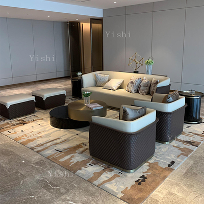 宾利样板房轻奢真皮洽谈区沙发组合意式简约别墅小户型会所沙发椅