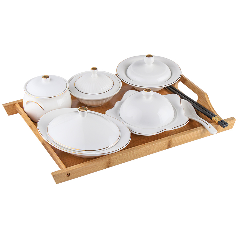 陶瓷月子餐具套装碗盘 产妇专用带盖环保卫生月子餐 一人份炖汤盅