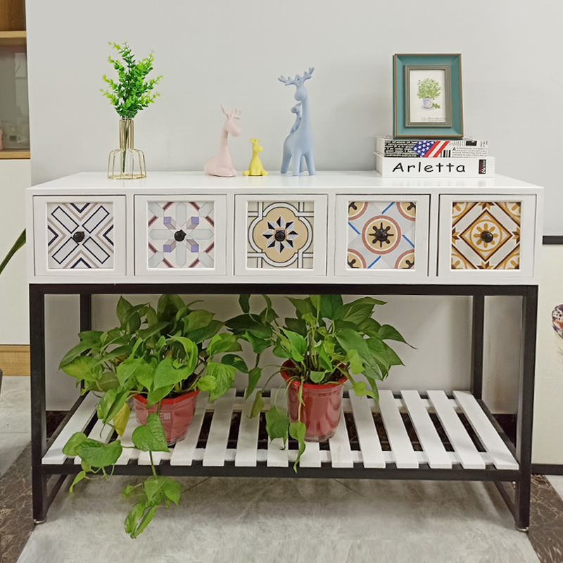 客厅收纳柜子抽屉式置物架储物柜多功能铁艺斗柜电视边柜窄床头柜