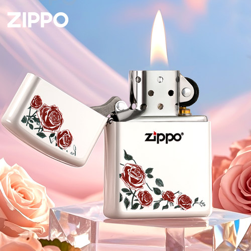 zippo心动玫瑰官方正品煤油防风