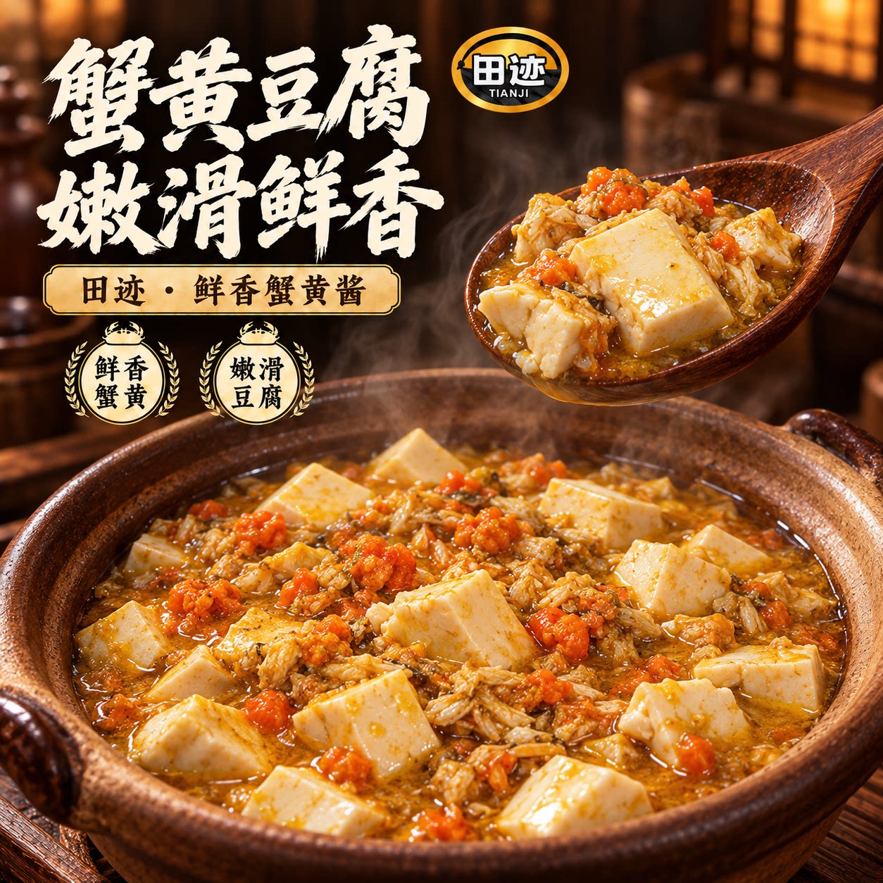 田迹鲜捕头蟹黄肉酱大闸蟹美味拌饭拌面即食蟹黄蒸豆腐0添加保真