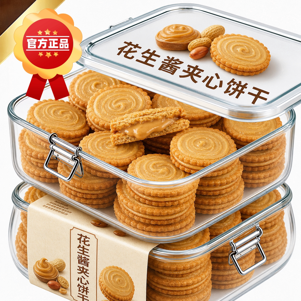 花生酱夹心饼干官方旗舰店薯片薄脆咸味小饼干独立小包装网红零食