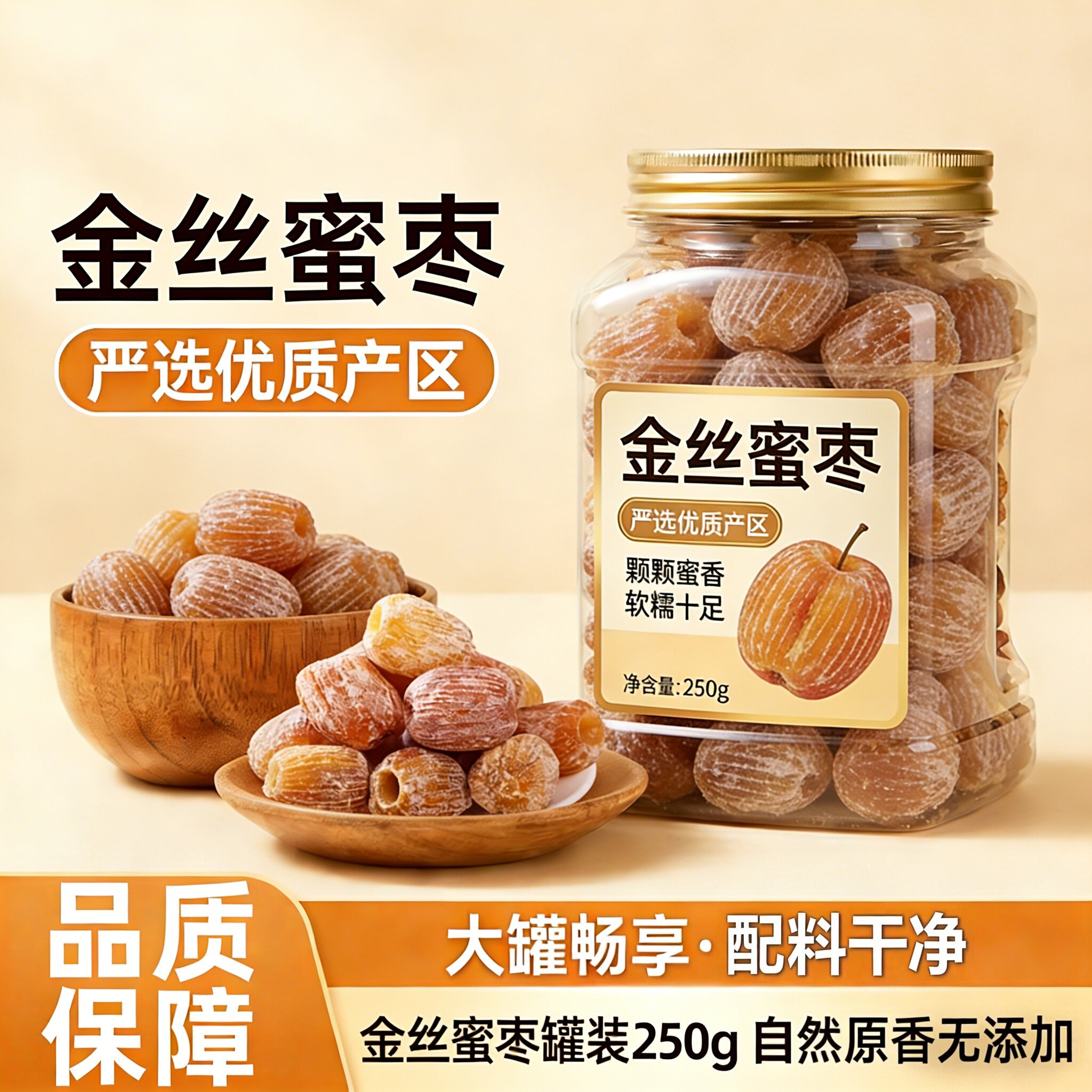 央妈推荐金丝蜜枣500g无核干蜜枣煮粥端午包粽子散装批发蜜饯零食