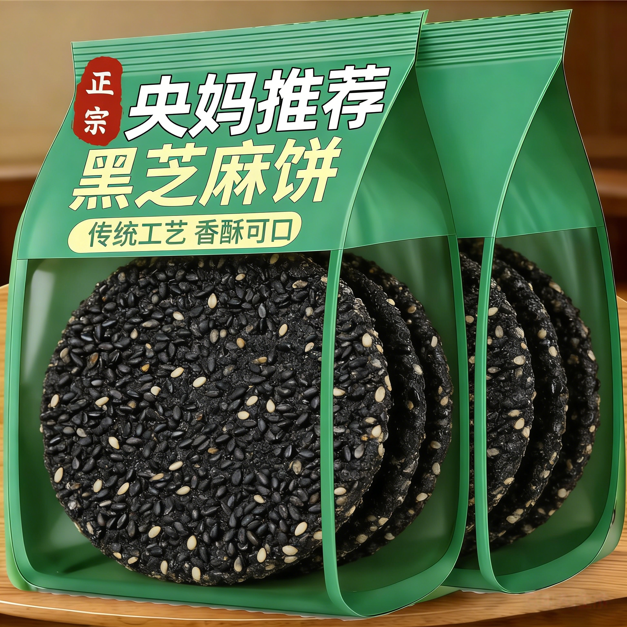 【以黑养黑】正宗高钙黑芝麻饼酥薄脆无糖精孕期健康饼干孕妇儿童