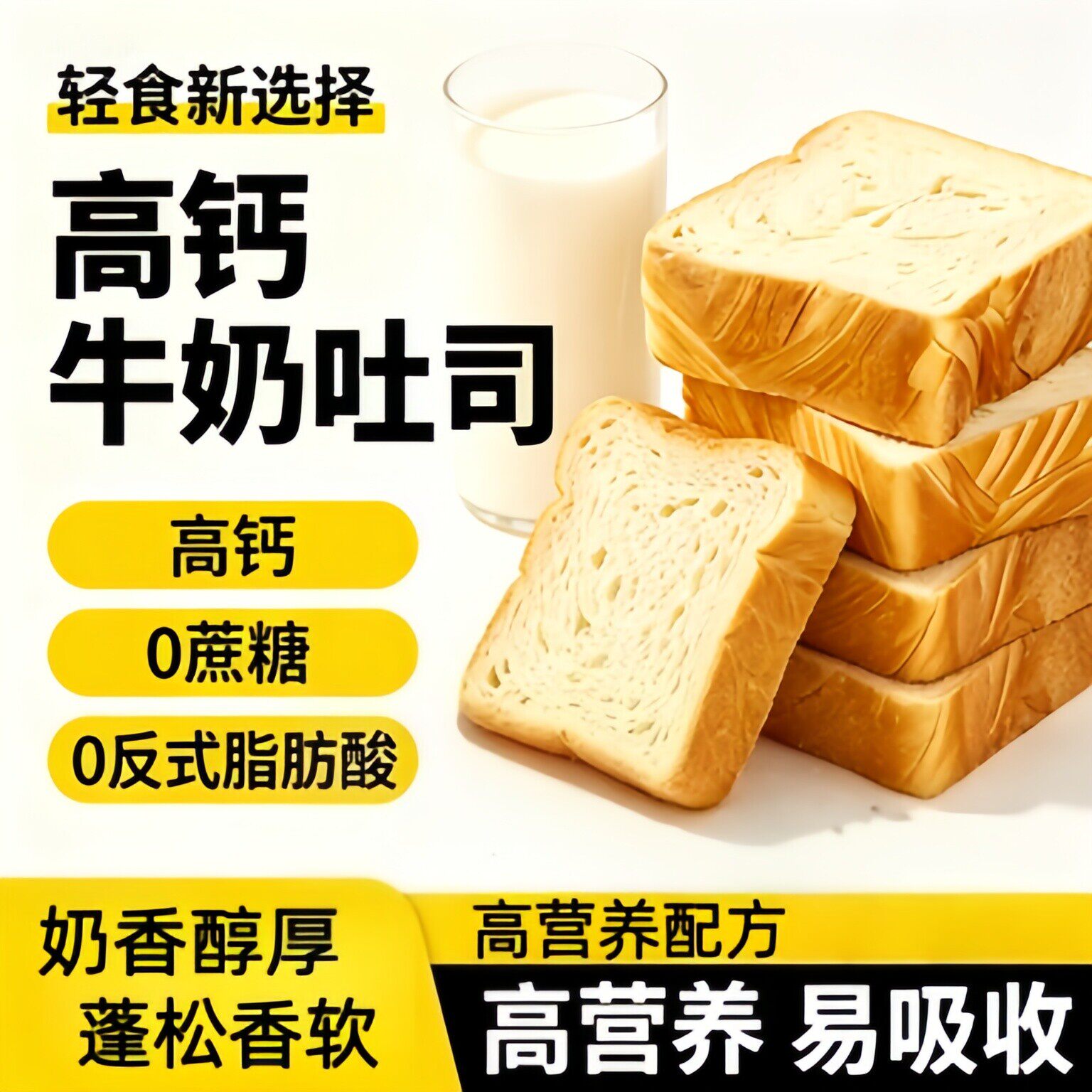 牛乳高钙吐司面包官方旗舰店无添加手撕切片吐司懒人早餐代餐饱腹