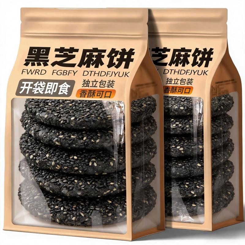 央妈精选黑芝麻饼无蔗糖高钙食品无添加孕妇儿老人童休闲零食小吃