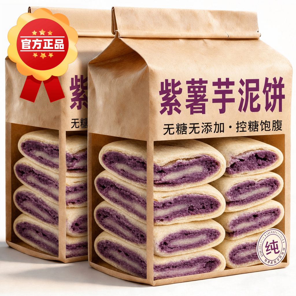农科院紫薯芋泥饼粗粮饱腹代餐主食早餐全麦面包健康零食解馋糕点
