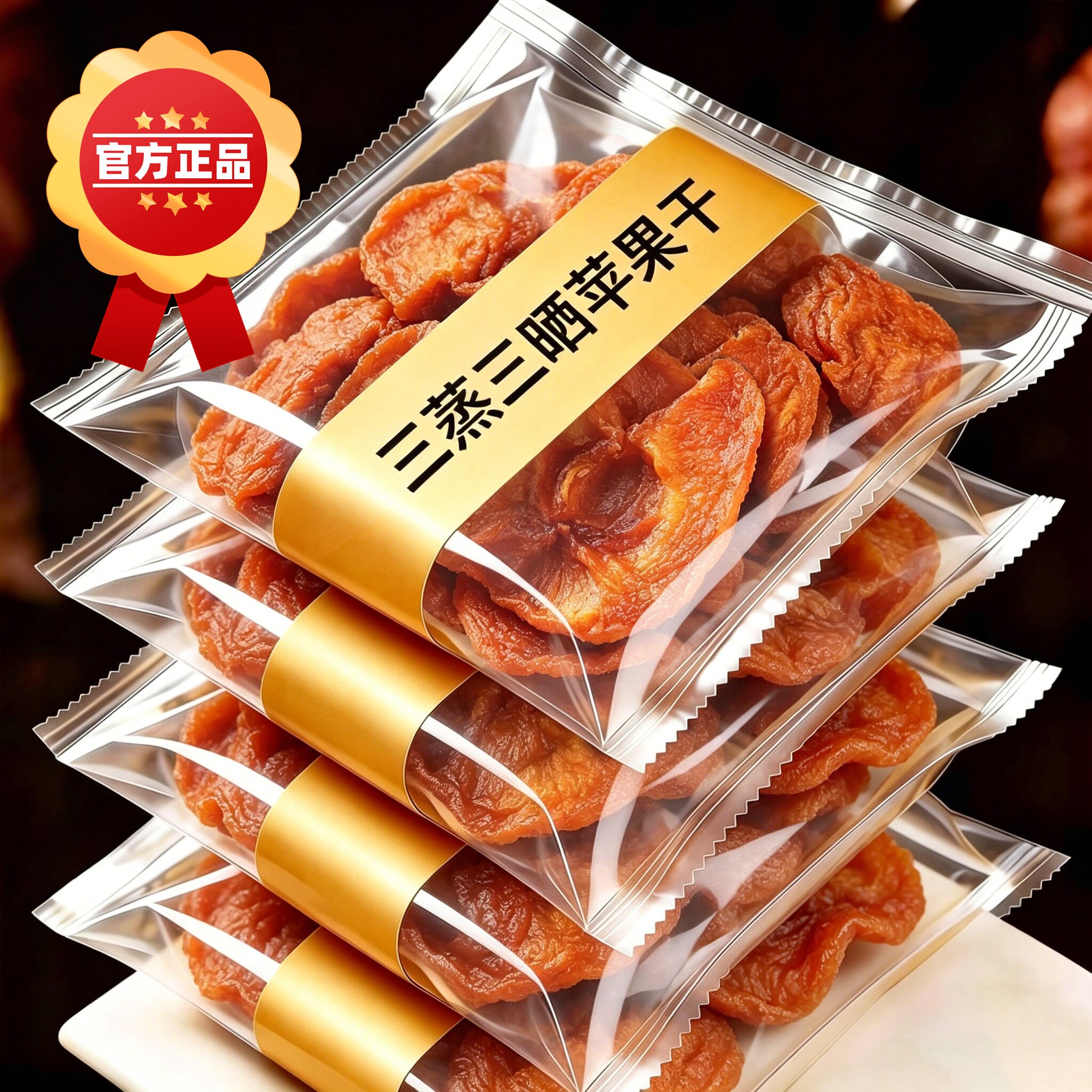 烟台苹果干三蒸三晒低脂泡水孕妇零食纯倒蒸原味厚切苹果干水果干