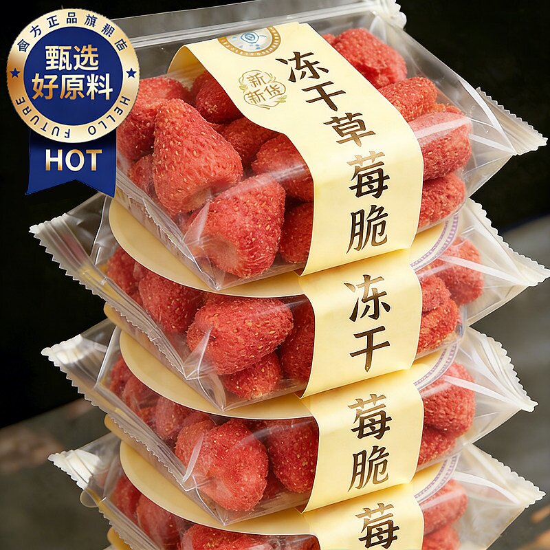 农科院冻干草莓脆整颗新鲜水果干零食雪花酥烘焙商用孕妇休闲小吃