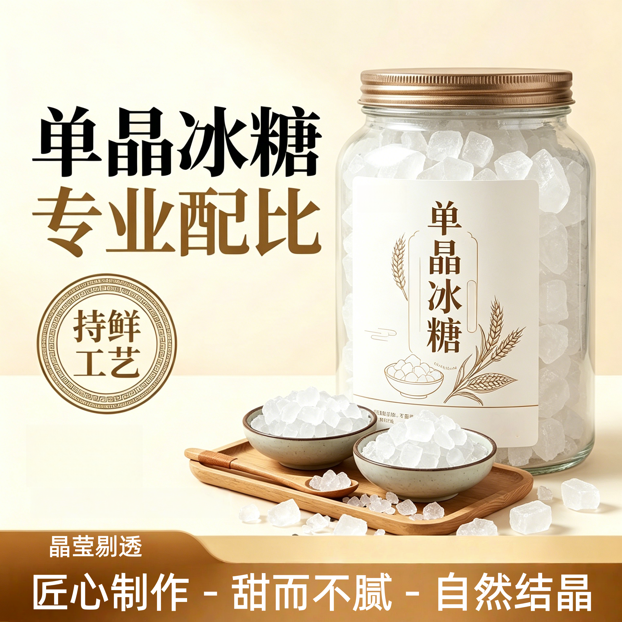 农科院正宗老冰糖单晶白冰糖甘蔗冰糖小粒泡茶专用批发正品旗舰店