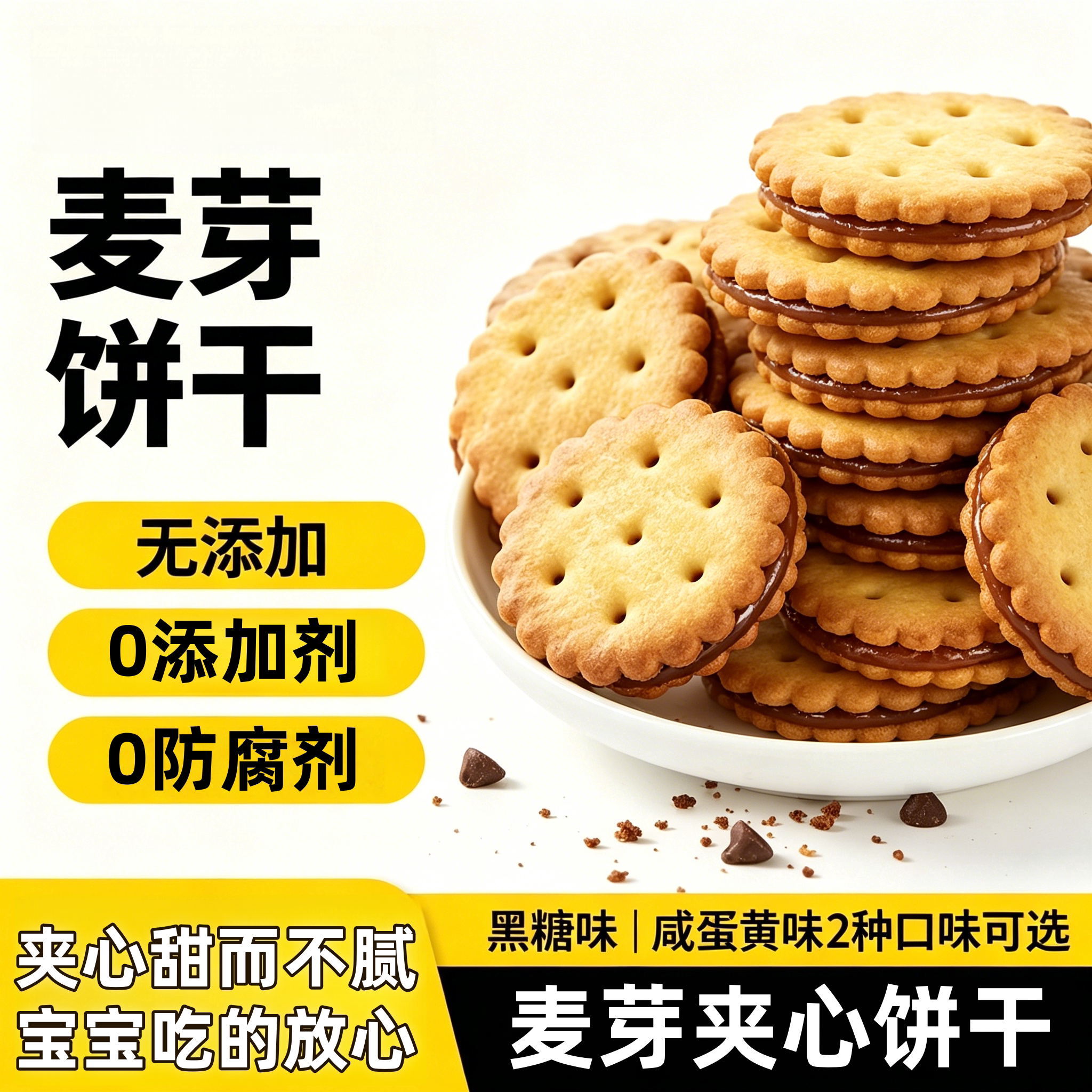 胖超市东来麦芽糖夹心饼干咸蛋黄黑糖饼干休闲零食小吃独立小包装