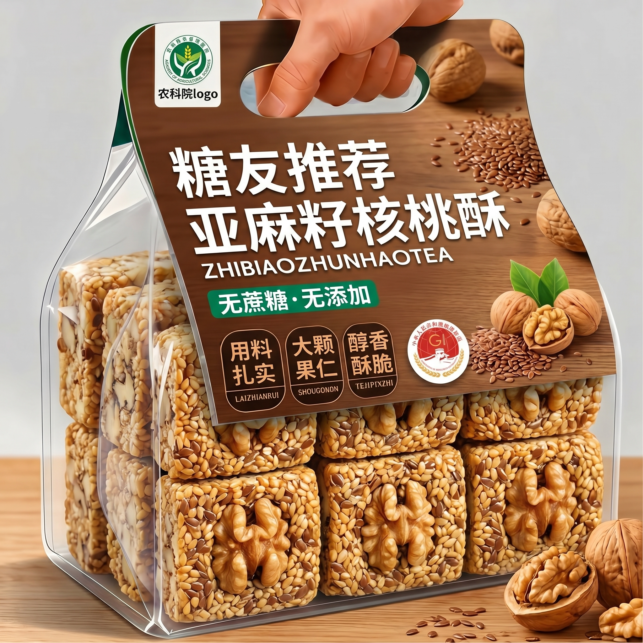 央妈推荐亚麻籽核桃酥无蔗糖正宗新疆官方旗舰店糖尿病人零食专用