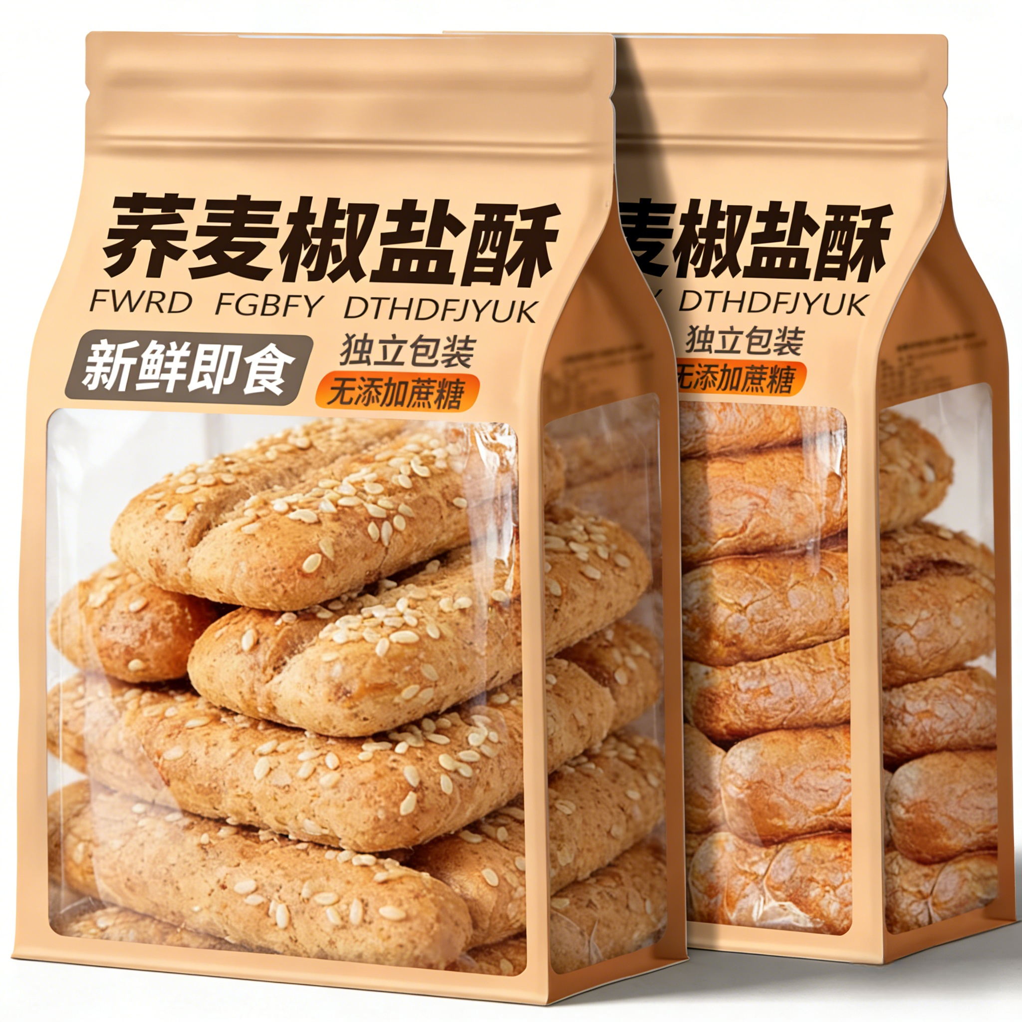 央妈推荐荞麦椒盐酥无蔗糖中老年儿童早餐代餐传统牛舌饼咸味饼干