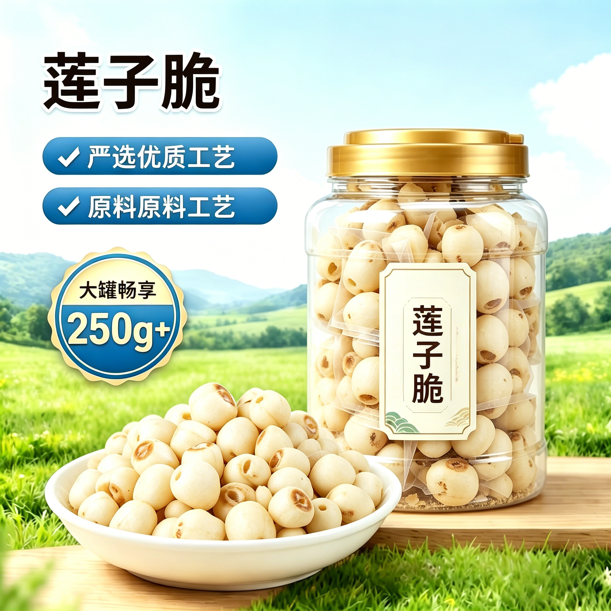 农科院即食莲子脆500g熟原味香酥去芯湖南特产开袋脱水果蔬干零食
