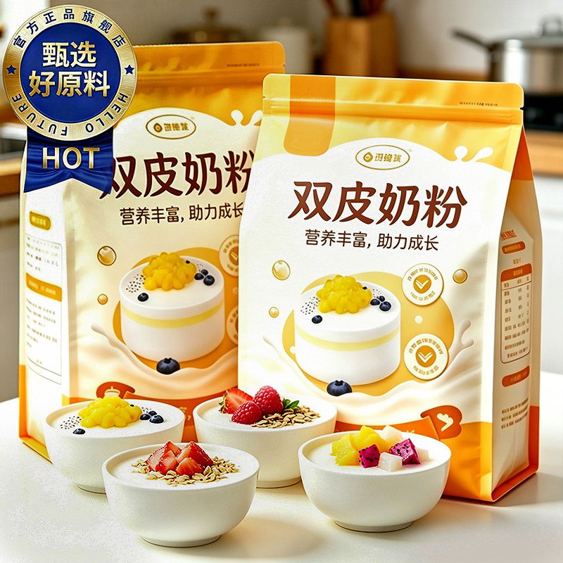 双皮奶粉官方旗舰店儿童零添加剂免煮双皮奶粉家用摆摊商用白凉粉