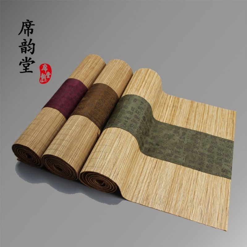 茶席竹麻布禅意艺帘垫日式