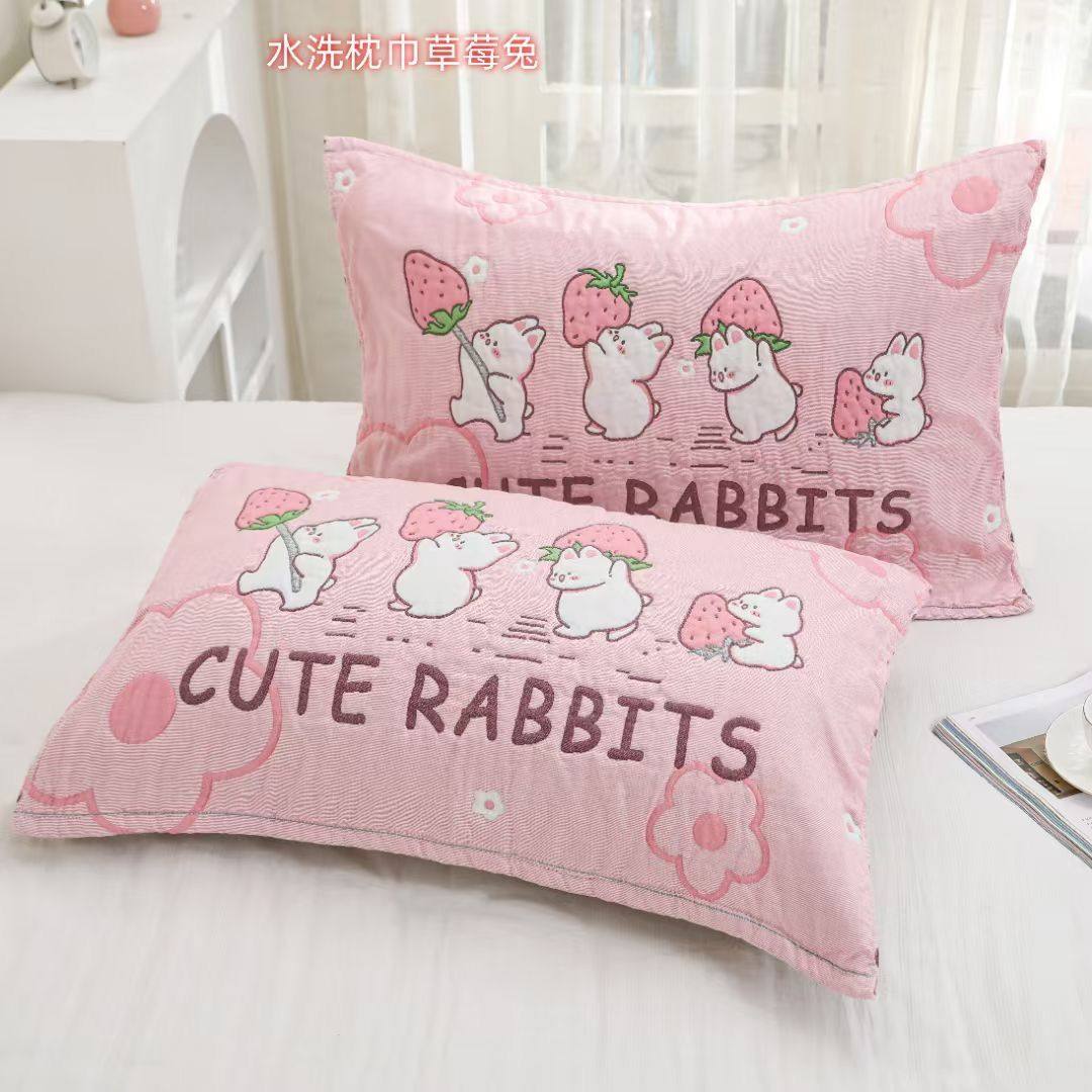 纯棉泡芙枕巾a类纯棉家用纱布枕头巾加厚亲肤棉柔软防滑吸汗枕盖