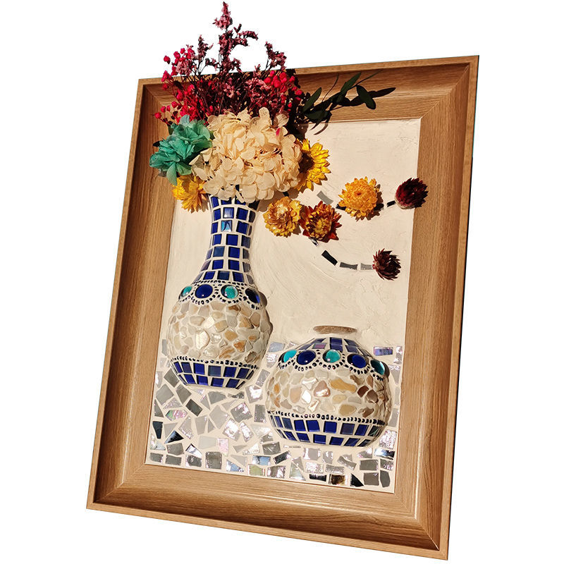 手工diy马赛克实物立体装饰画创意画材料包自制摆件挂画A4相框画图片