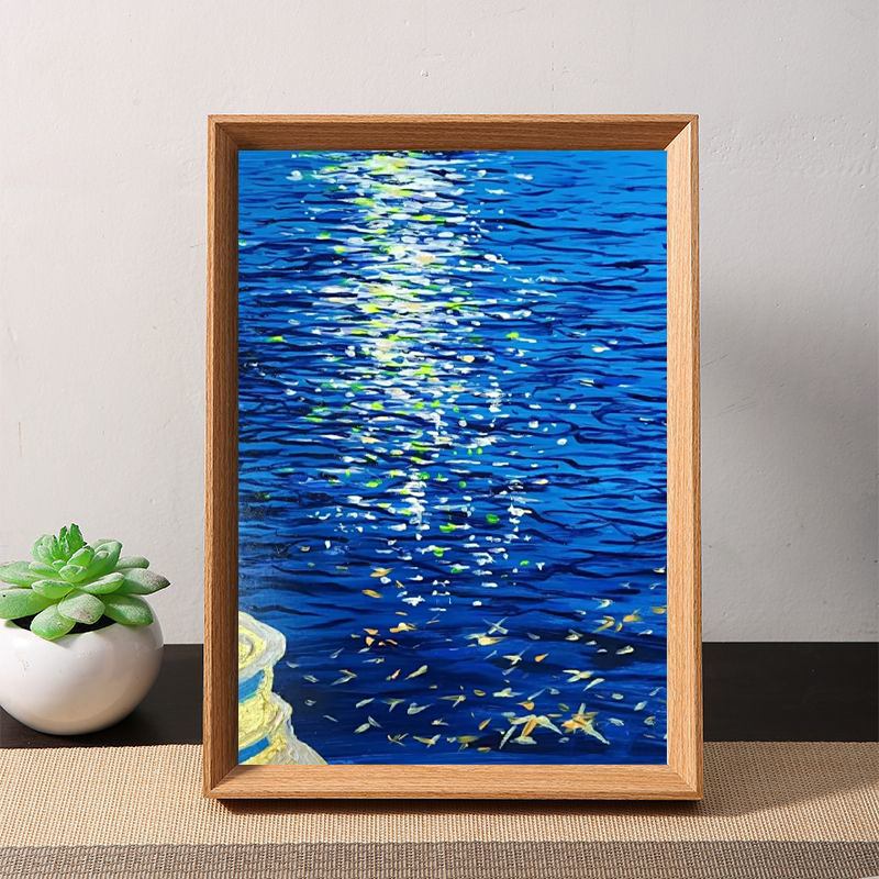 姜维的油画治愈系唯美风景画木质相框摆台画框桌面艺术画装饰摆件