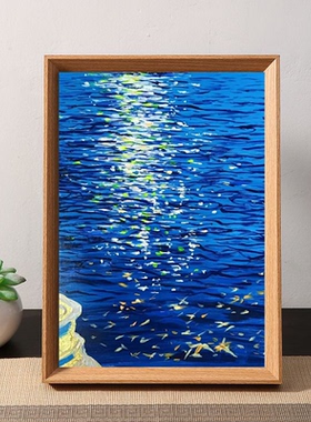 姜维的油画治愈系唯美风景画木质相框摆台画框桌面艺术画装饰摆件