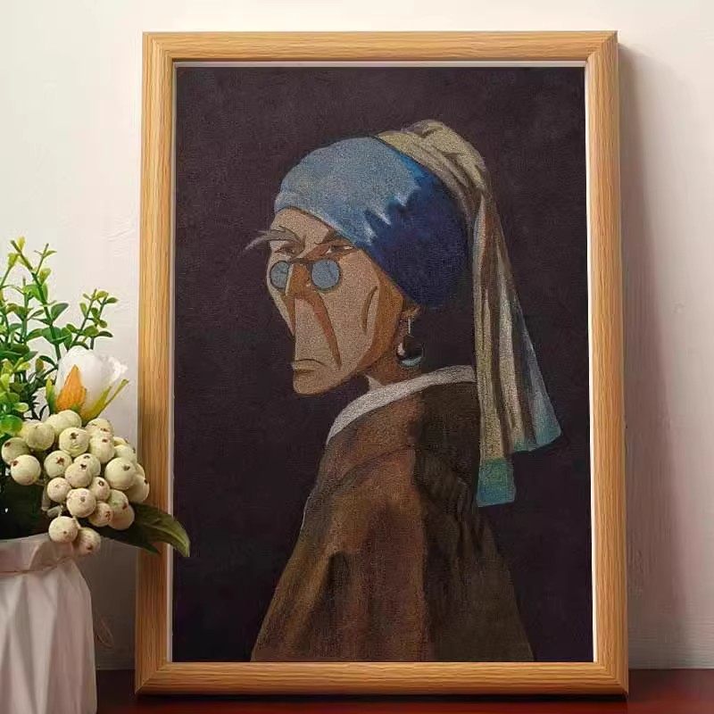 带珍珠耳环老爹恶搞世界名画相框