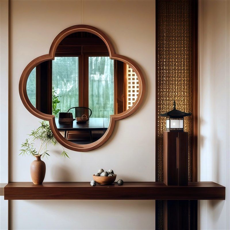 中古风宋氏小轩窗框新中式实木梅花海棠花窗茶室T客厅玄关隔断定