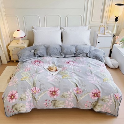 全棉牛奶绒棉绒两面ab面一面棉一面绒180x220被套单面U绒220x240