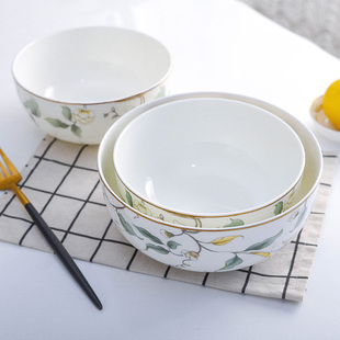 直口面碗骨瓷大号汤碗家用陶瓷碗大容量泡面碗日式 2只装 餐具